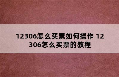 12306怎么买票如何操作 12306怎么买票的教程